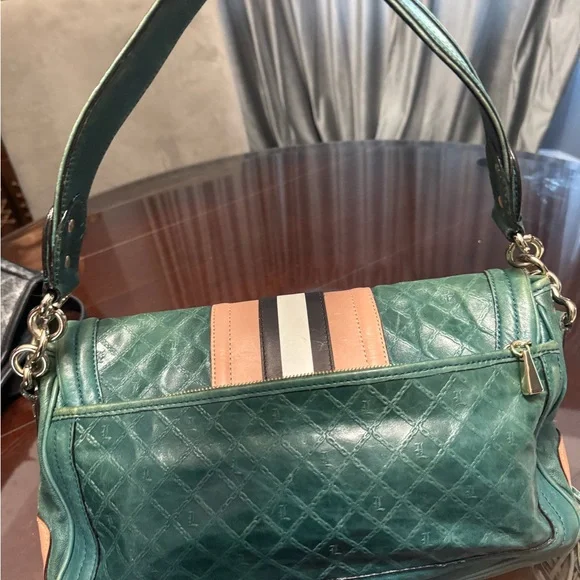 L.A.M.B. Green and Tan Shoulder Bag - Picture 2 of 9